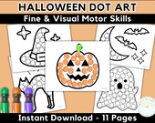 Halloween Dot Marker Printable Halloween Kids Activity Simple Homeschool Halloween Coloring Pages For Kids Halloween Bingo Dot Art PreK OT
