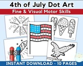 4th of July Coloring PreK Worksheets For Kids Dot Marker Toddler Flag Day Summer Dot Art Printable Preschool Fourth of July Dot Marker Pages