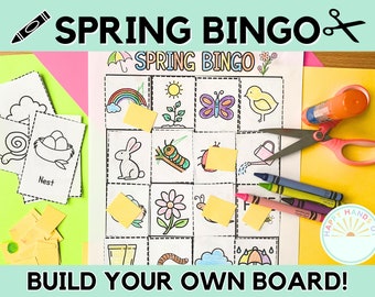 Spring Bingo Cards Make Your Own Bingo Game Spring March Activities Cut and Paste Bingo Preschool Scissor Skill Printable Game for Kids