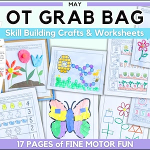 Terapia ocupacional de mayo: Motricidad fina para preescolar: Técnicas de tijeras para primavera, trazado preescolar, hojas de trabajo de animales de granja para niños.