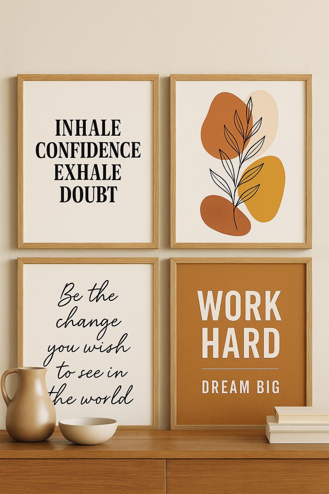 Inspirational Quote Wall Art Set – Minimalist Neutral Prints for Home ...