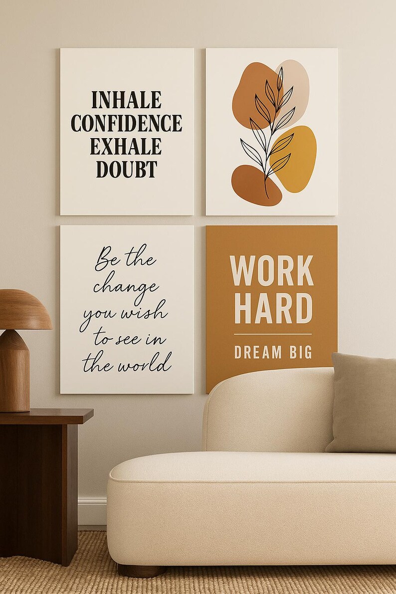 Inspirational Quote Wall Art Set – Minimalist Neutral Prints for Home ...