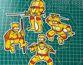 Teenage Mutant Ninja Barts Vinyl Sticker - 90s Nostalgia Decal SET OF 4