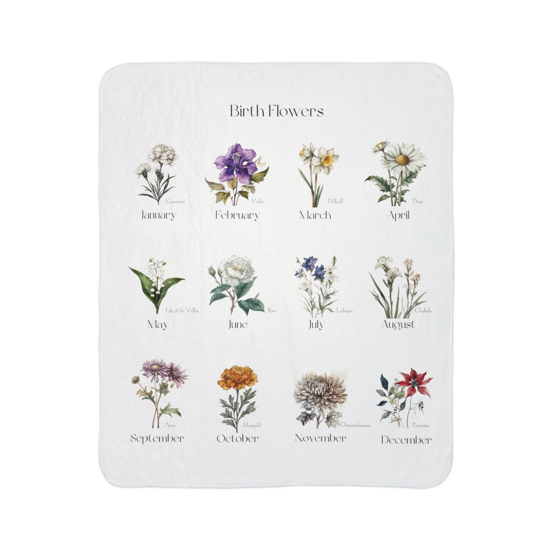 Vintage Bookself Reading Girl With Birth Month Flower - Personalized Blanket Designed By Existential Kriste