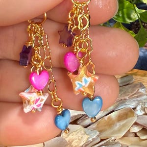 Charms and Origami Star Earrings