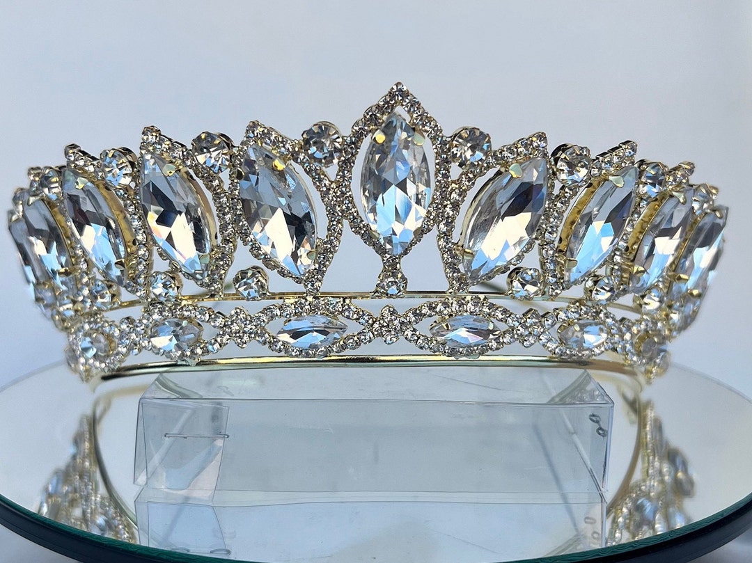 Couronne D’anniversaire Strass - Diadème En Métal Doré Ou Rose, Pour Fête, Fille Ou Femme