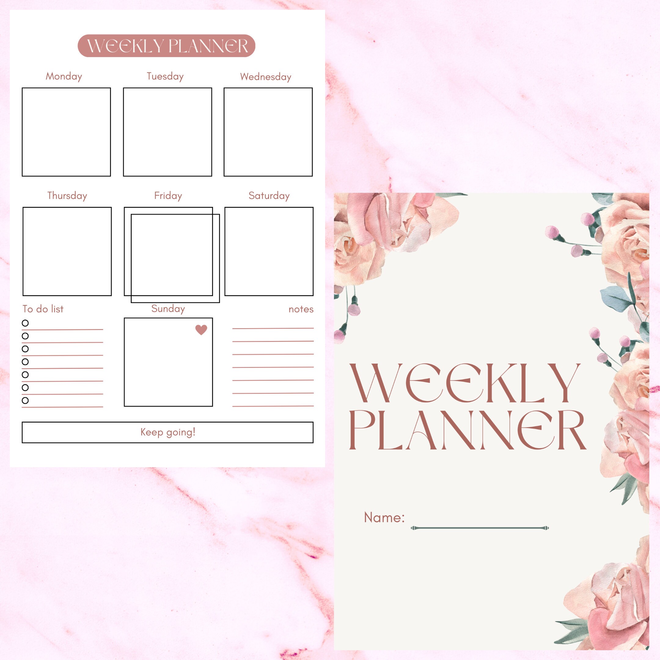 Weekly Planner Cute Pretty Printable Planner Digital Planner - Etsy