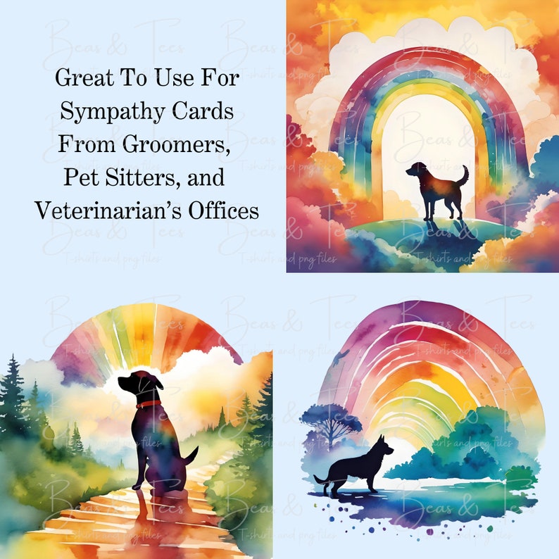 Rainbow Bridge Dog Clipart Watercolor Pet Memorial Art 12 PNG Files Dog ...