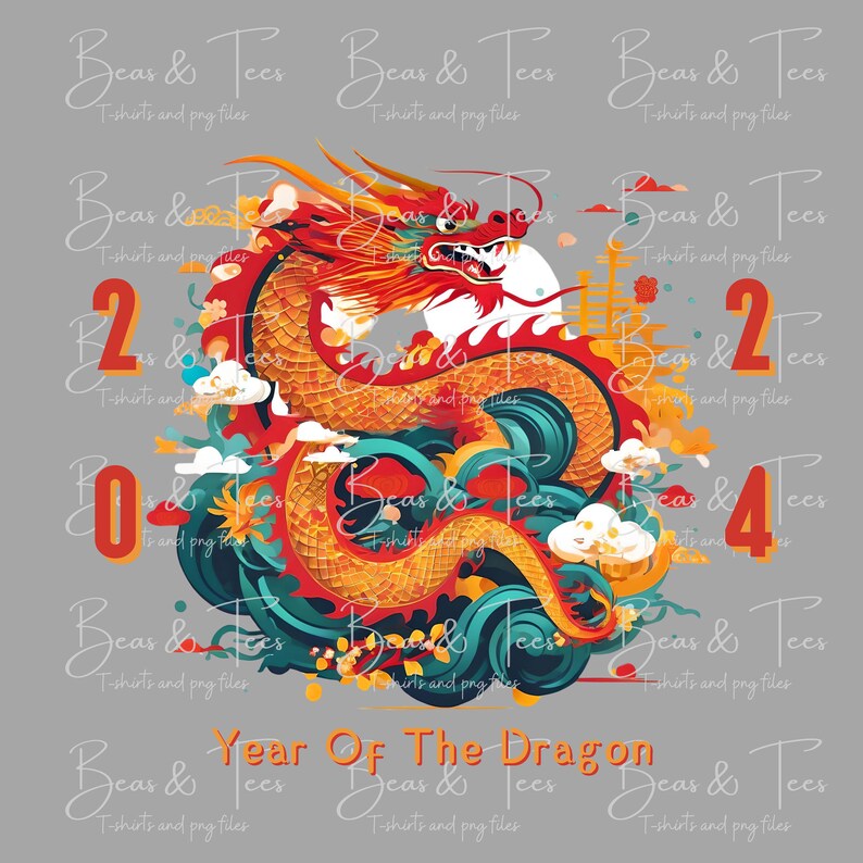 Lunar New Year 2025 Year of the Dragon Png, Png File for Sublimation