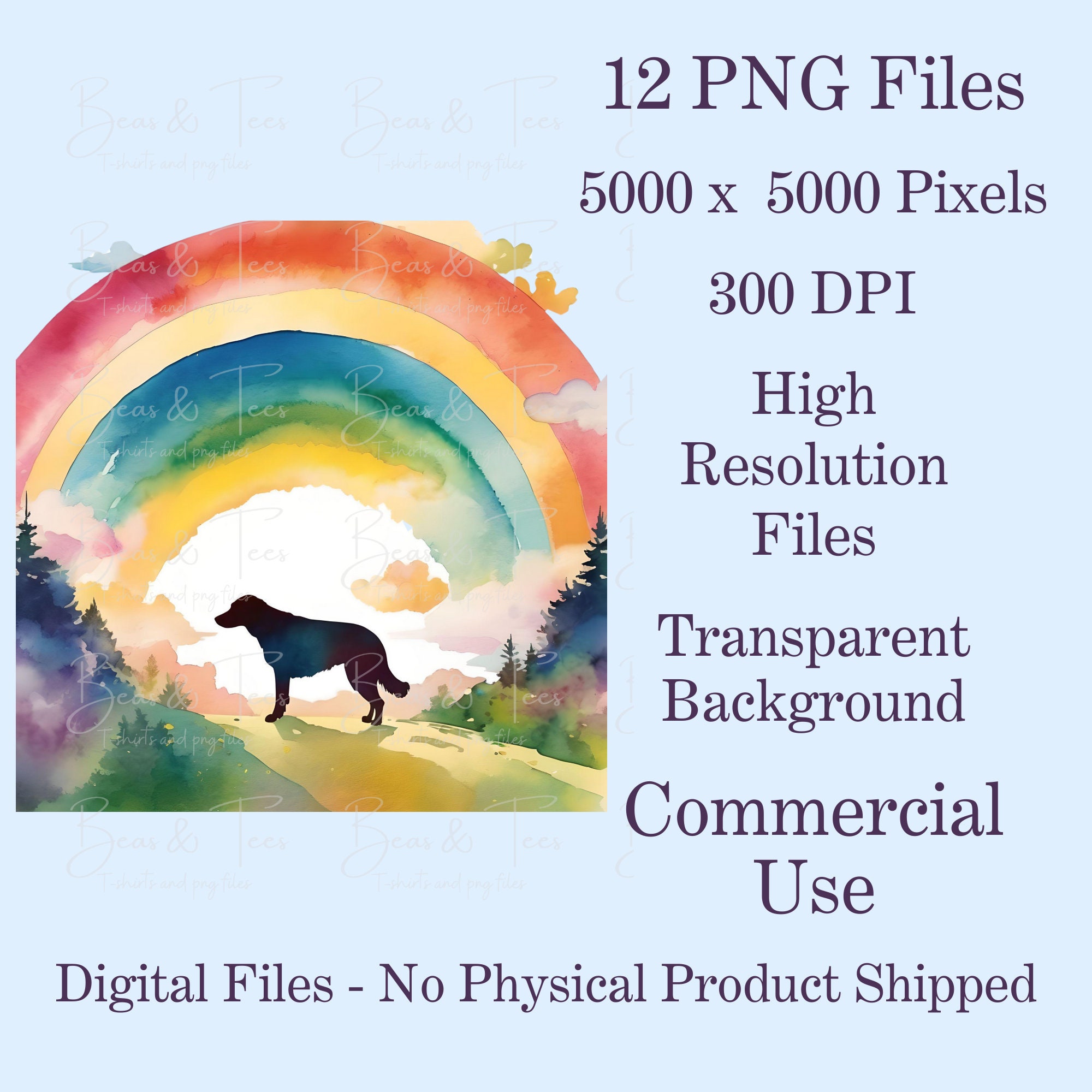 Rainbow Bridge Dog Clipart Watercolor Pet Memorial Art 12 PNG Files Dog ...