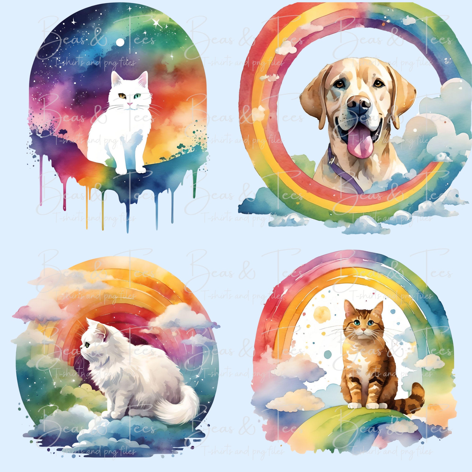 Rainbow Bridge Dog Cat Clipart Bundle, Pet Loss Memorial, in Memory Of ...