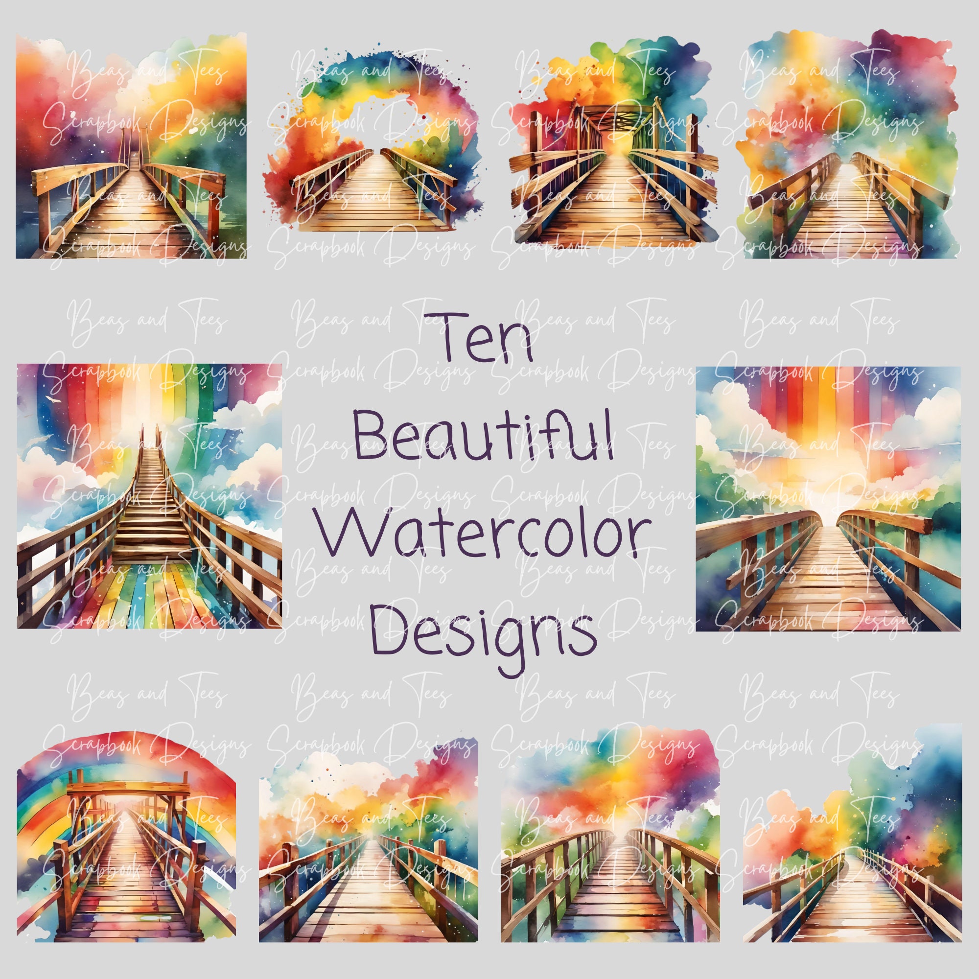 Rainbow Bridge Watercolor Clipart Pet Loss Memorial Add Your Own Photo ...