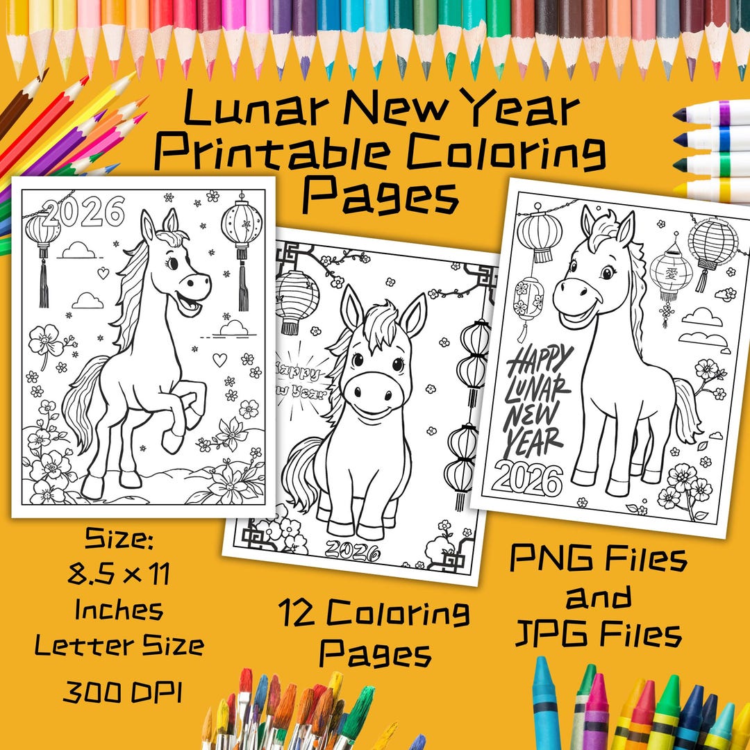 lunar new year horse coloring pages | 2026 year of the horse