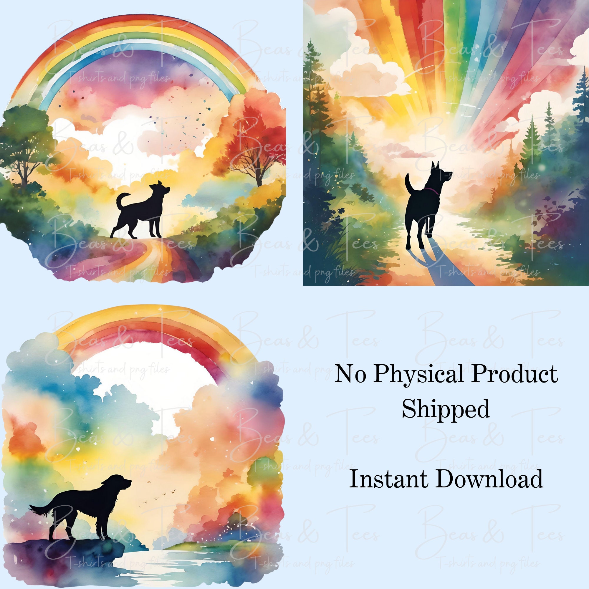 Rainbow Bridge Dog Clipart Watercolor Pet Memorial Art 12 PNG Files Dog ...