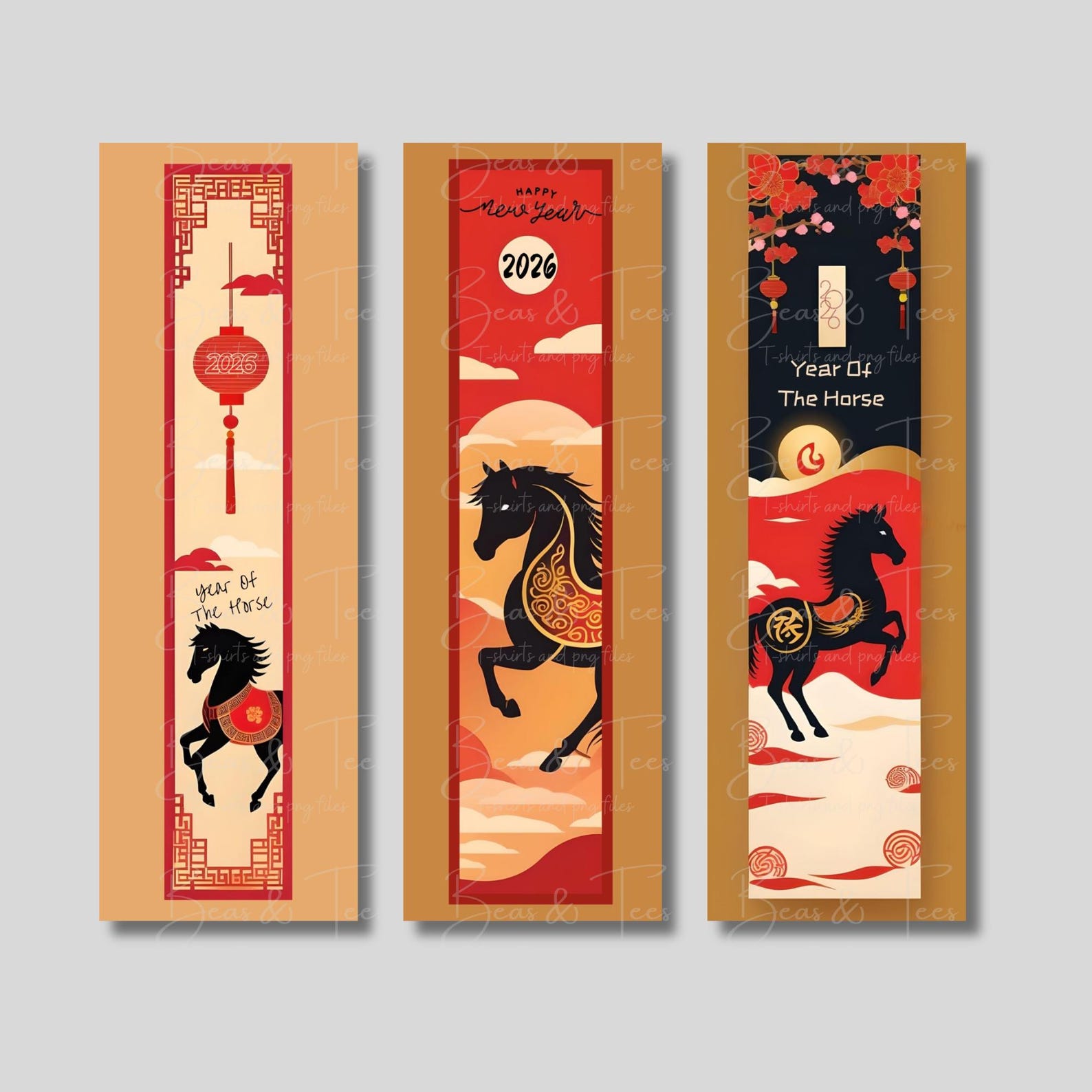 Lunar New Year Horse Bookmark Printable Year of the Horse Digital Book ...
