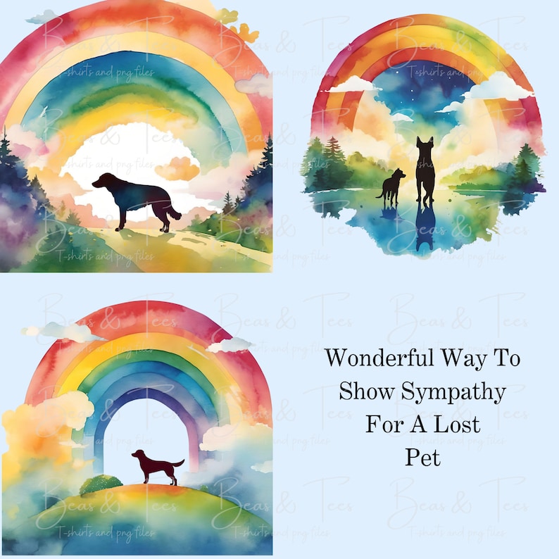 Rainbow Bridge Dog Clipart Watercolor Pet Memorial Art 12 PNG Files Dog ...