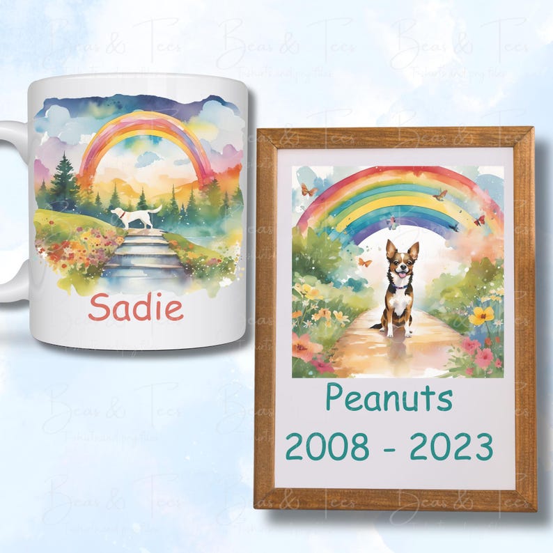 Rainbow Bridge Dog Watercolor Clipart Pet Memorial Art Digital Download ...
