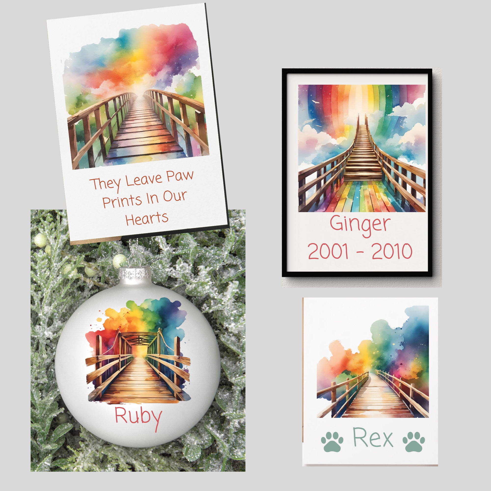 Rainbow Bridge Watercolor Clipart Pet Loss Memorial Add Your Own Photo ...