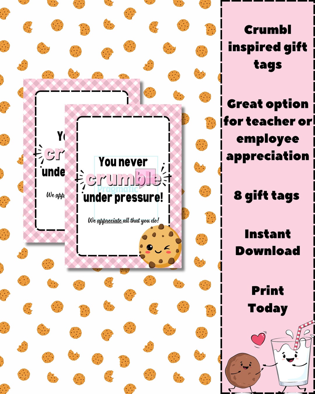 Crumbl Cookie Inspired Gift Tags. Treat Your Teacher Etsy