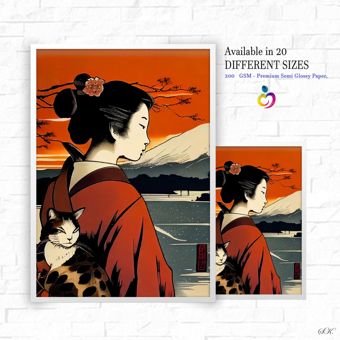 Japanese Wall Art Geisha Poster Japanese Print Geisha Art Print Vintage ...