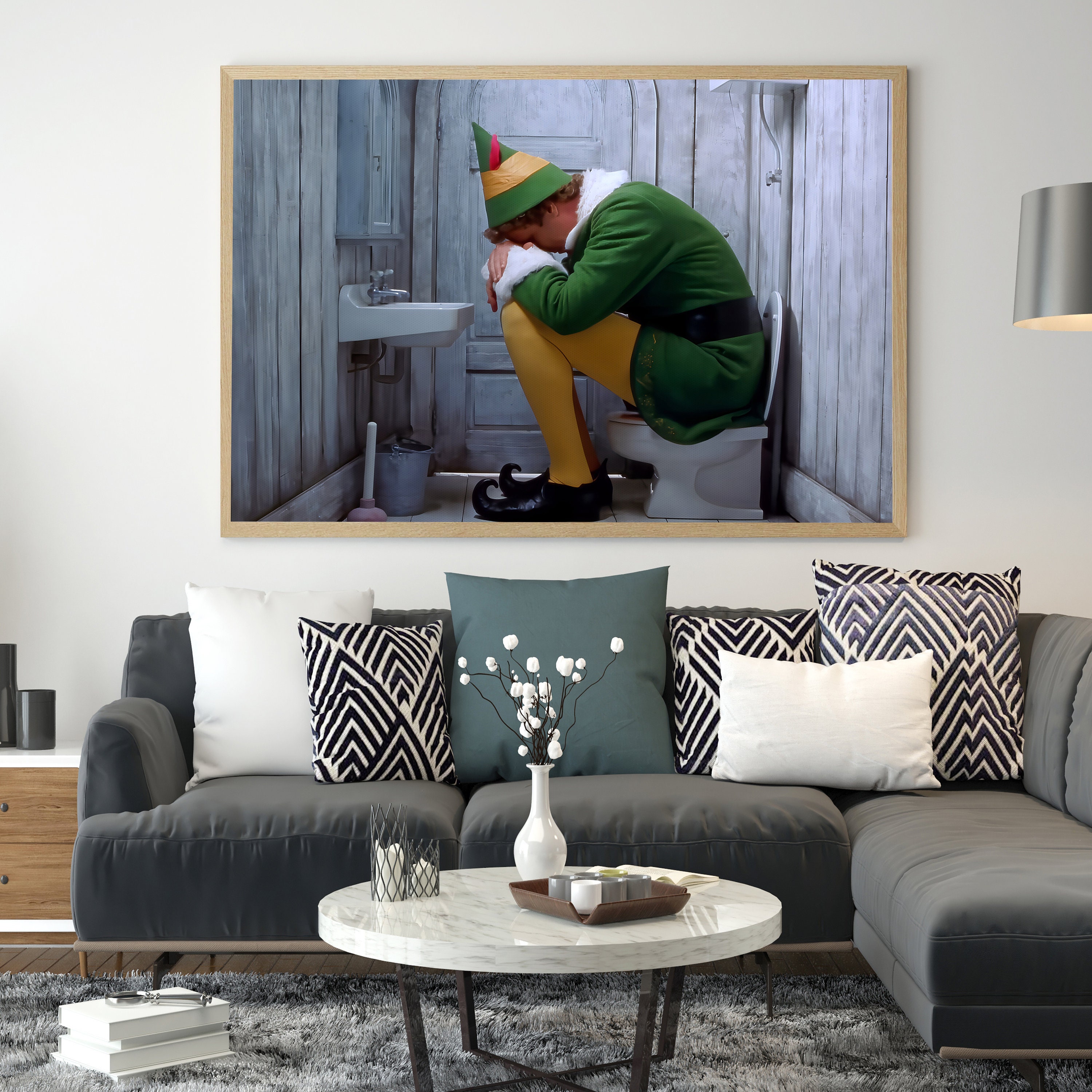 Elf Toilet Scene Print Will Ferrell as Buddy Elf on Toilet Funny