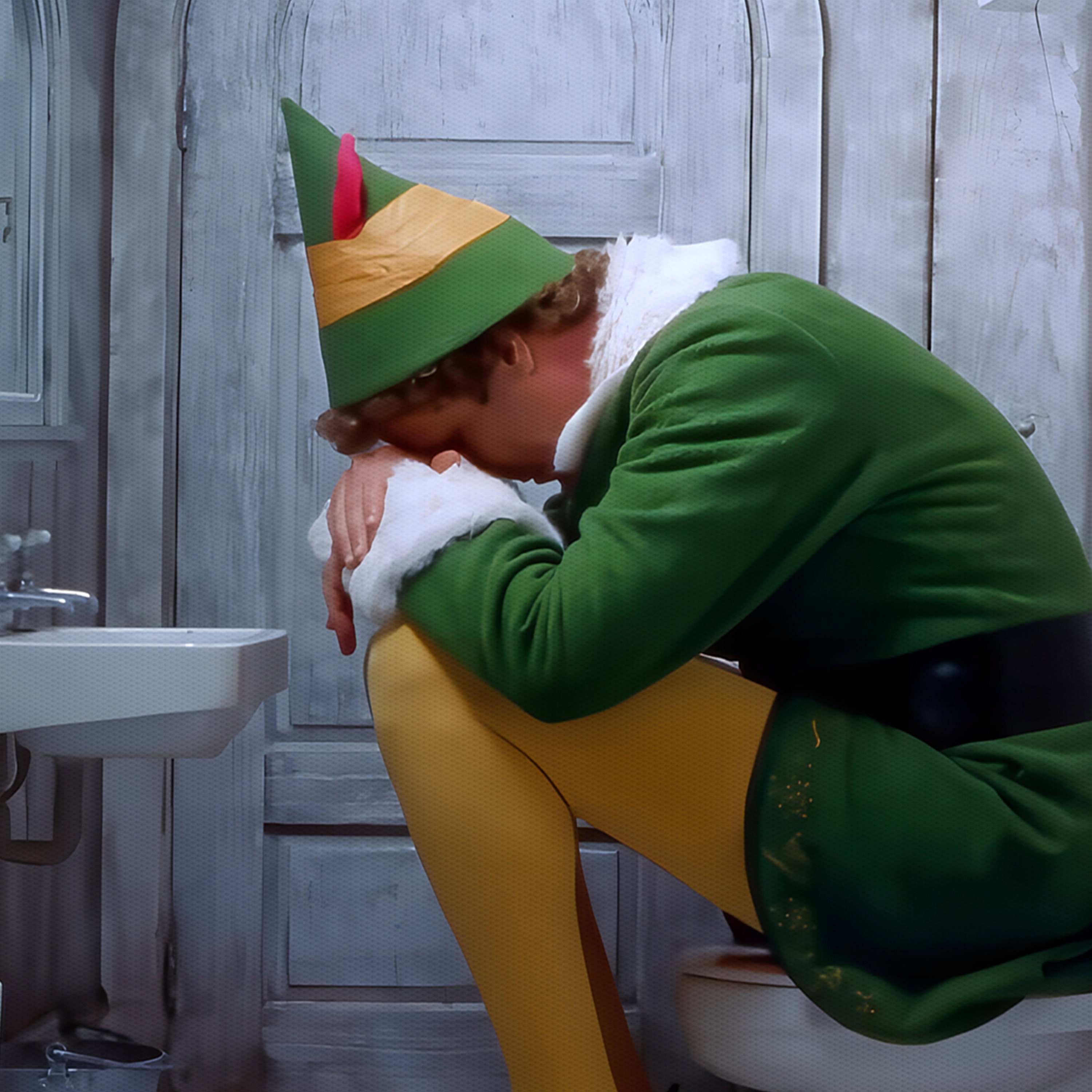 Elf Toilet Scene Print Will Ferrell as Buddy Elf on Toilet Funny