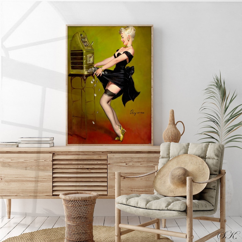 Vintage Gil Elvgren Print, Art PRINT, Vintage Decor, Vintage Art Print