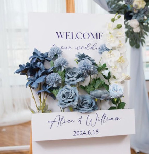 Full Flower Box Wedding Sign, PVC Foam Board Welcome Sign Full Flower Box Wedding Sign, PVC Foam Board Welcome Sign