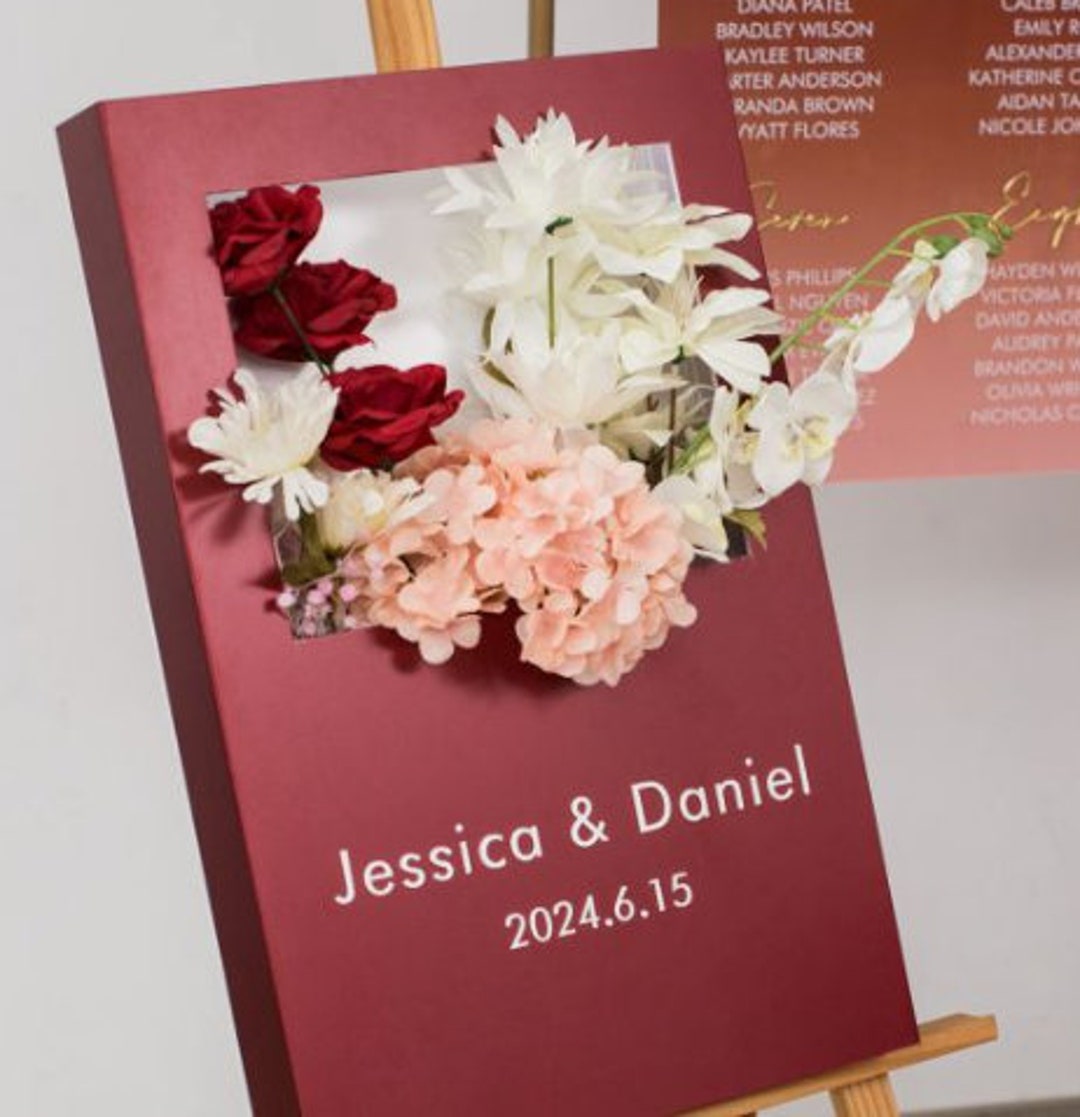 Picture Frame Flower Box Wedding Sign, PVC Foam Bottom Sign