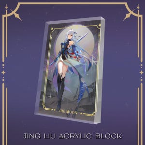 Jingliu Acrylic Block with Gold Foil inlay - Honkai Star Rail Gift and Collectible Original Fan Art