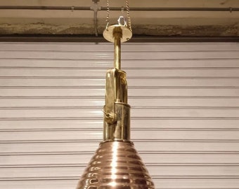 Elevate Your Space with Nautical Marine Radiance - Copper & Brass Ship Hanging Cargo Pendant Light
