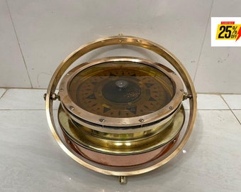 Nautical Original Old Vintage Classic Style Copper & Brass Observatory Rotterdam Old Water Magnetic Compass