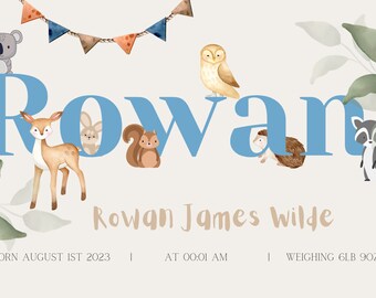 A4 Woodland animal personalisation print