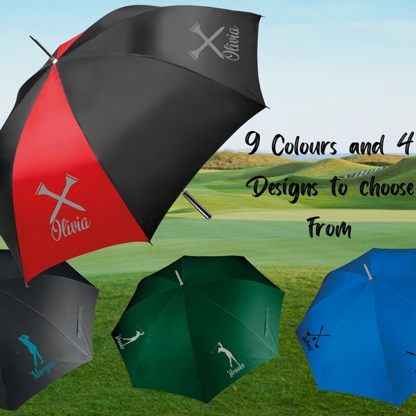 Golf Umbrella, Personalised Auto-Opening Umbrella with Black Fibreglass Frame, Perfect Gift for Golf Lovers #