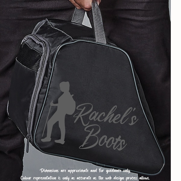 Personalised Walking Boot Bag, Hiking Boot Bag with name and male or female hiker silhouette #