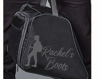 Personalised Walking Boot Bag, Hiking Boot Bag with name and male or female hiker silhouette #