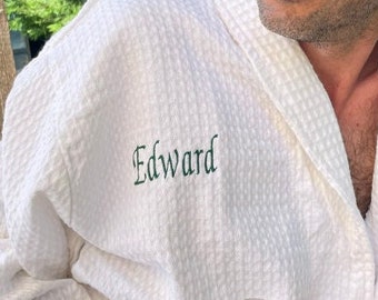 Cotton Waffle Robe Personalised, 100% Cotton, Shawl Collar Design, Ideal for Home Spa Experience, Gift All Occasions #