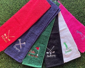 Personalised Golf Towel, Luxurious 550 GSM Ringspun Cotton,  Embroidered Golfing Accessory, Perfect Golf Gift for Golf Lovers