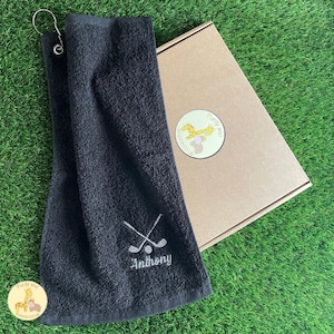 Personalised Golf Towel, Luxurious 550 GSM Ringspun Cotton, Embroidered Golfing Accessory, Perfect Golf Gift for Golf Lovers Clubs
