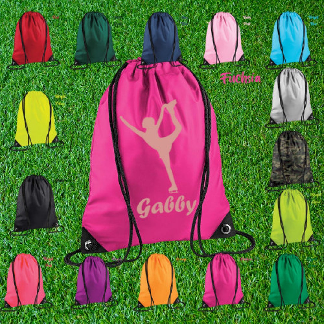 Personalised Gymsack Female Ice Skater, Durable Waterresistant Fabric