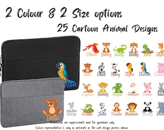 Laptop Case 13" or 15" Personalised laptop sleeve choose from 23 Cartoon Characters, Unique Christmas or Birthday Gift for students#