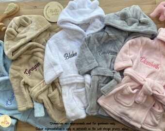 Personalised Baby Robe, Kids Dressing Gown, Great Newborn Gift, Hooded Childs Dressing Gown, Baby Shower Gift, Embroidered Robe