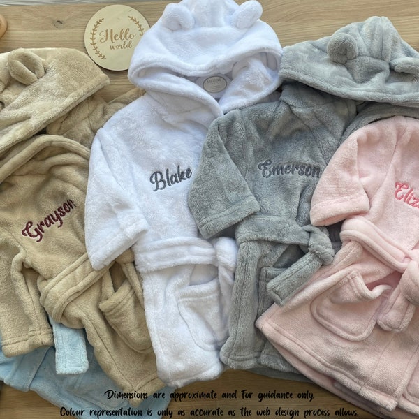 Personalised Baby Robe, Kids Dressing Gown, Great Newborn Gift, Hooded Childs Dressing Gown, Baby Shower Gift, Embroidered Robe