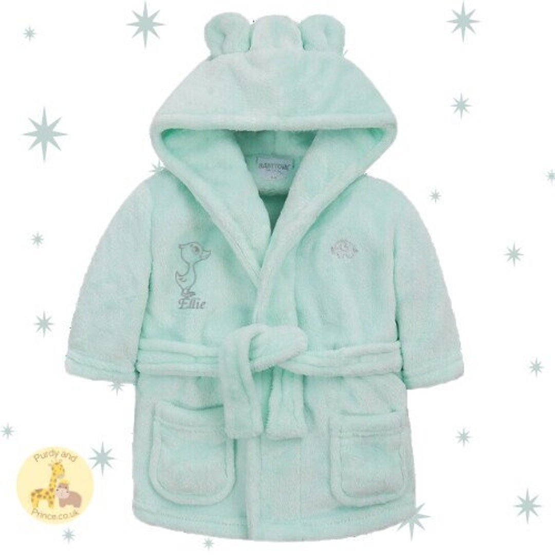 Personalised Baby Dressing Gown Duck Embroidered Plush Fleece Etsy