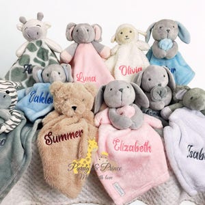 Personalised Baby Blanket Comforter, Great Newborn Baby Gift,  Baby Shower Gift, Embroidered Soft Toy Blankie, Soft Fleece Blanket