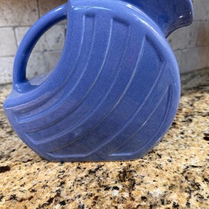 Vintage 1940s Blue Alamo Pottery Art Deco mid century modern Pitcher