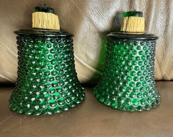 Vintage green volitive hobnail  candleholder sconce cup 2.5" tall with 3/4 in. peg with grommets lot of 2