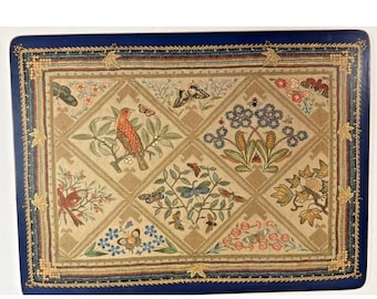 Vintage Pimpernel Placemats, Birds Butterflies Flowers, Blue Edging, Made England