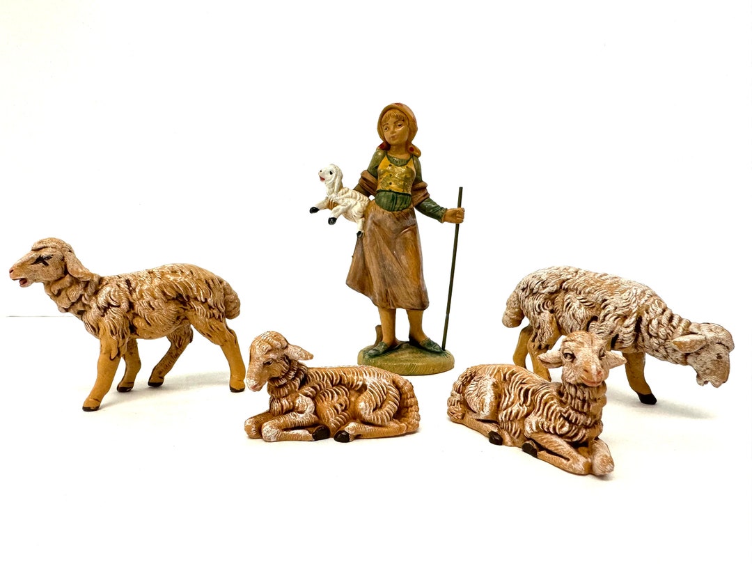 Vintage Nativity Scene Figures Lot of 2 4 Sheep4 1/2in Etsy