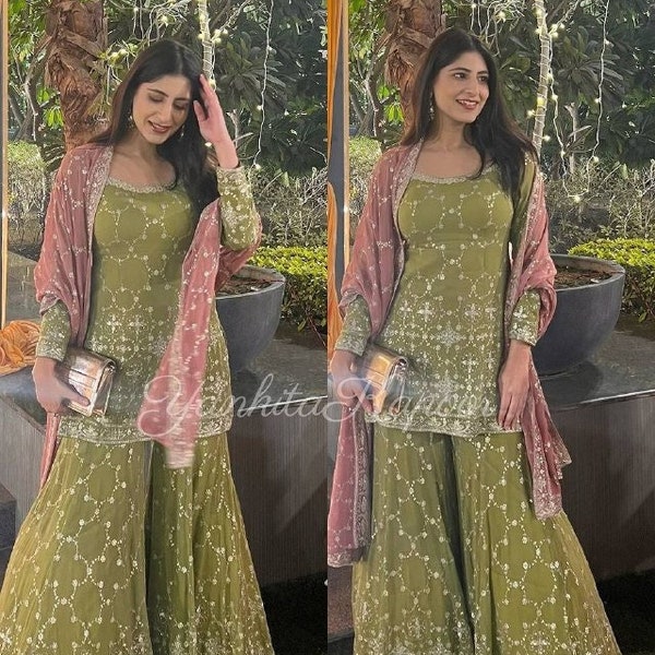 Beautiful Designer Sharara Suit For Women, Indian Wedding Mehendi Sangeet Reception Party Wear Suits, Pakistani Dress, Stitched Dress women